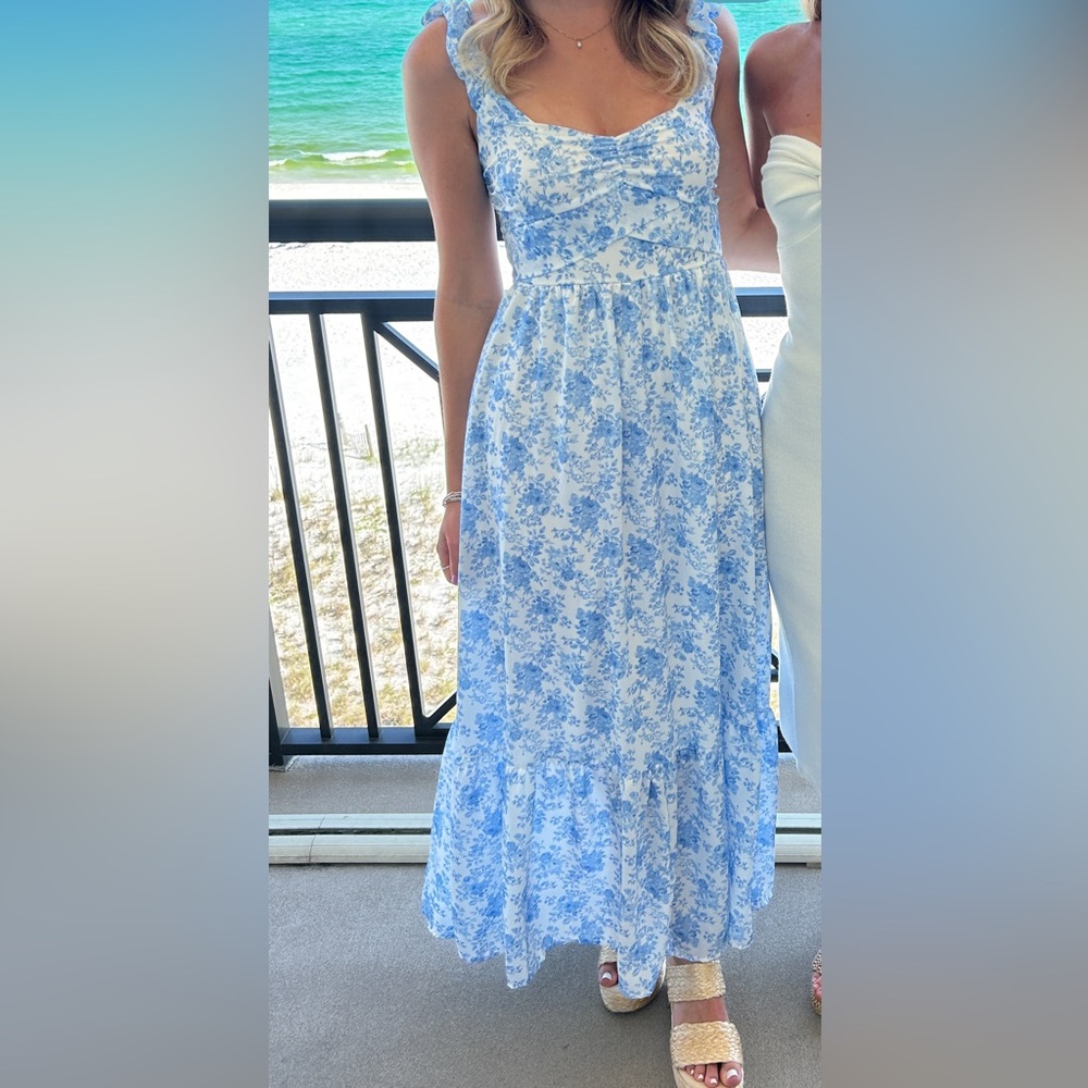 Floral Blue and White Women's Midi Dress Bethany ALTARD STATE